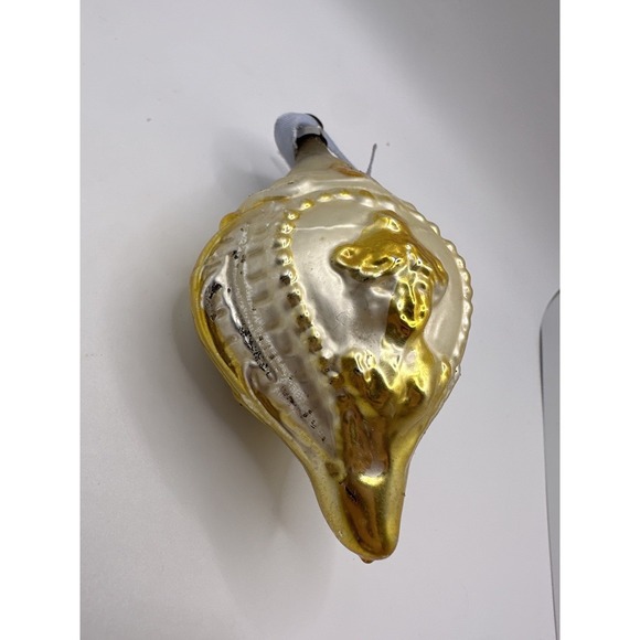 VTG Blown Glass Seashell Ornament Gold Silver Mercury Glass Christmas Coastal - Picture 2 of 16